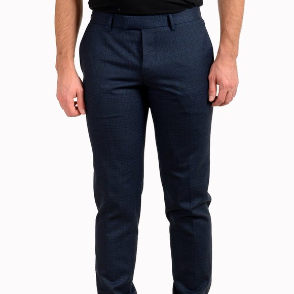 Hugo Boss Men's "T-Rouven2/Wain3 WE1" Blue 100% Wool Dress Pants US 32R IT 48